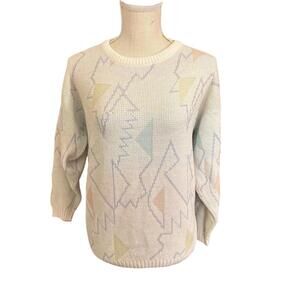 Vtg 80’s knit pastel geometric print sweater
